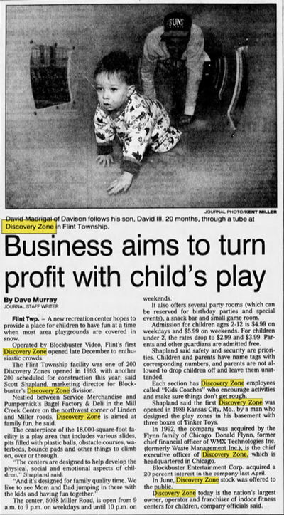 Discovery Zone - Jan 06 1994 Article